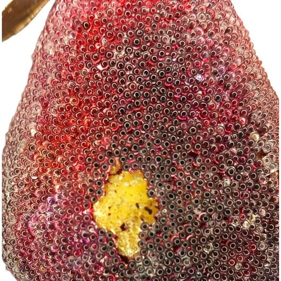 Vtg Sugar Beaded Decorative Fruit Lot Jeweled Frosted Dew Drop Pear Apple Grapes - Picture 5 of 5